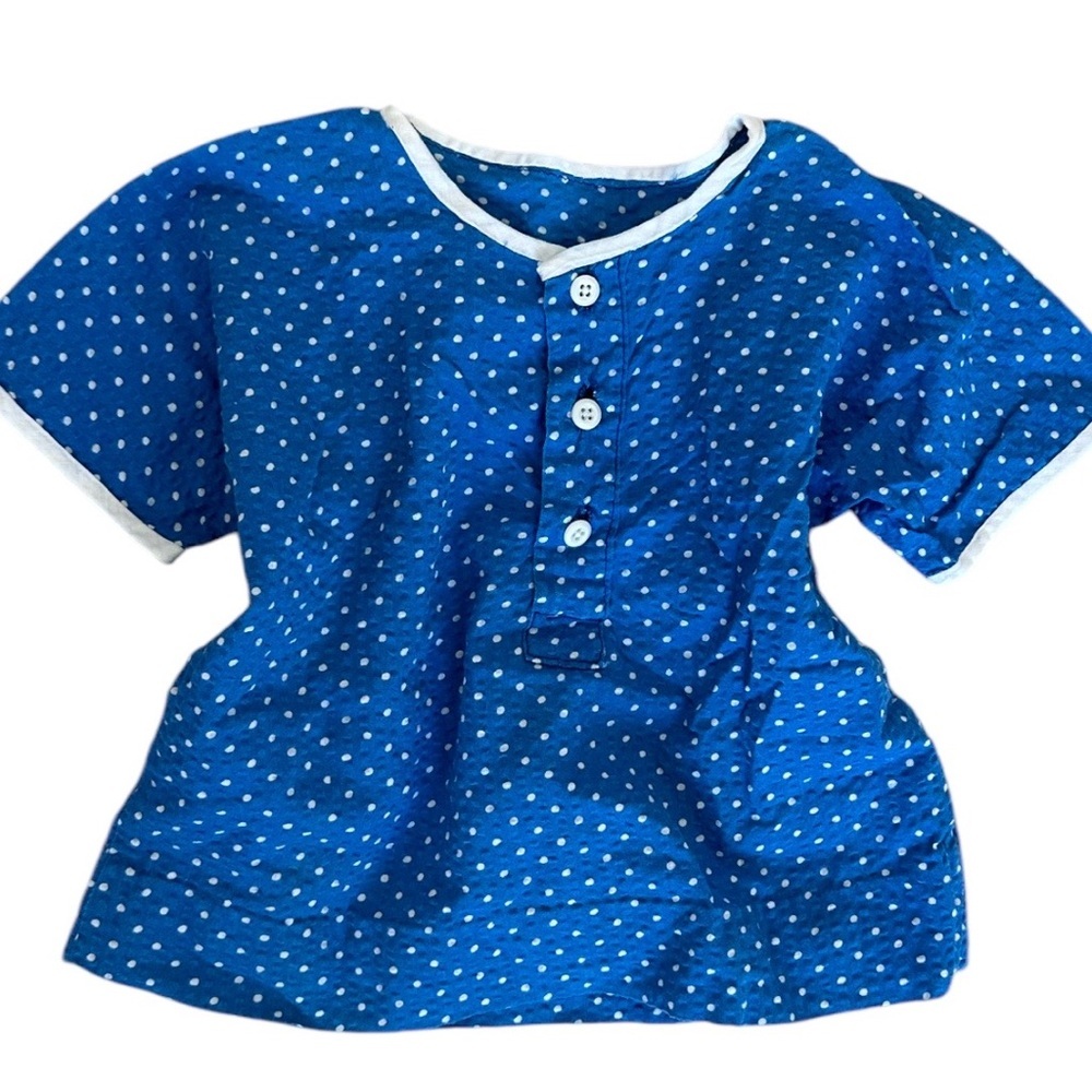 Vintage Baby Girl Polka Dot Blouse Handmade Polka Dot Blouse Shirt